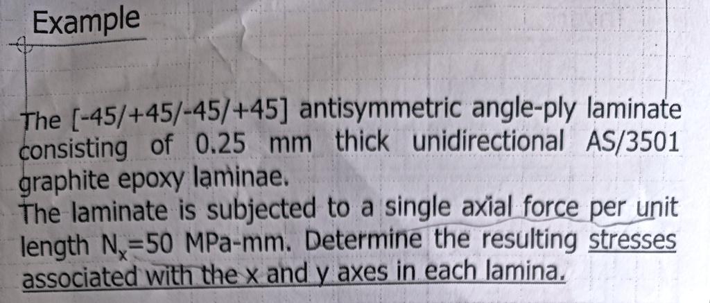 Example The [-45/+45/-45/+45] antisymmetric angle-ply laminate ...