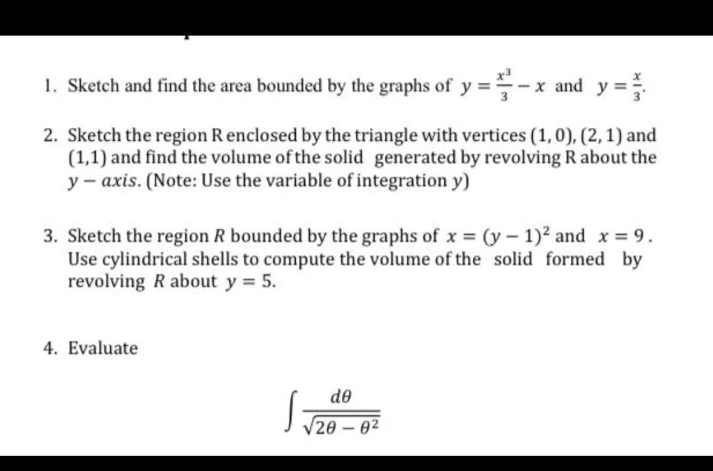 Solved 1 Sketch And Find The Area Bounded By The Graphs Of Y X And Y 2 2 Sketch The 8433