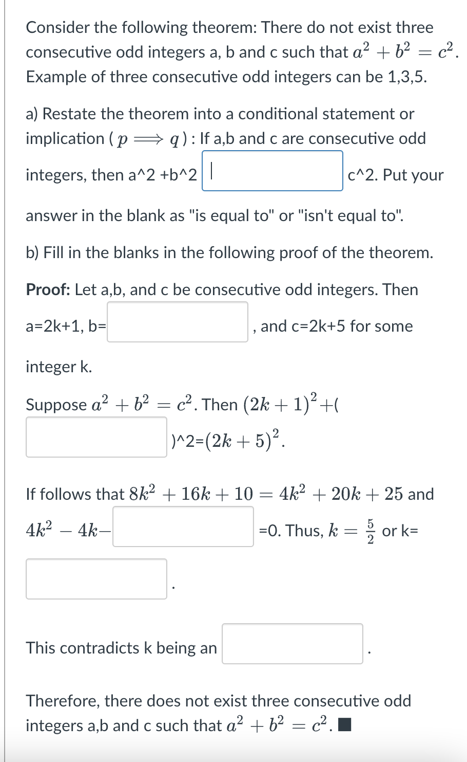 Not Consecutive Consider the following theorem: There do not exist three...