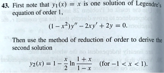 43 First Note That Y1 X X Is One Solution Of Legen Itprospt