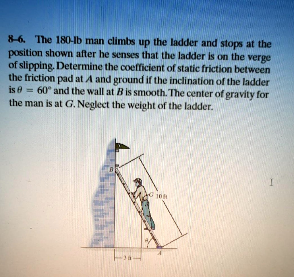SOLVED 86. The 180lb man climbs up the ladder and stops at the