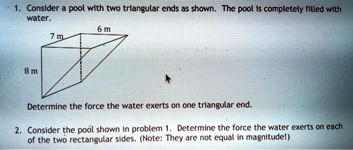 Physics Pool Problem SOLVED: Consider a pool with two triangular ends as shown. The pool is ...