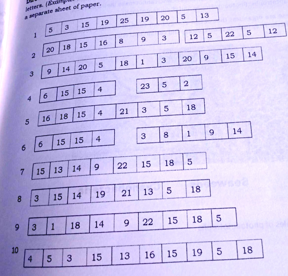 SOLVED: "What's NewDirections: Form a word from the given numbers  corresponding to the alphabet'setters. (Example: #16 corresponds to letter  P) Write your answers in your notebook/ona separate sheet of paper. pa help