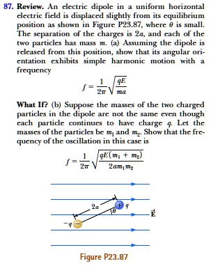 SOLVED: 87. Review. An electric dipole in a uniform horizontal electric ...