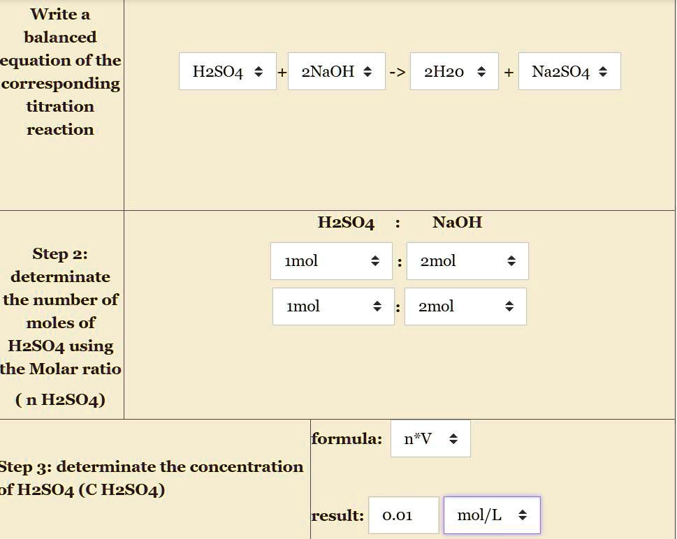 Write a balanced equation of the corresponding titration reaction