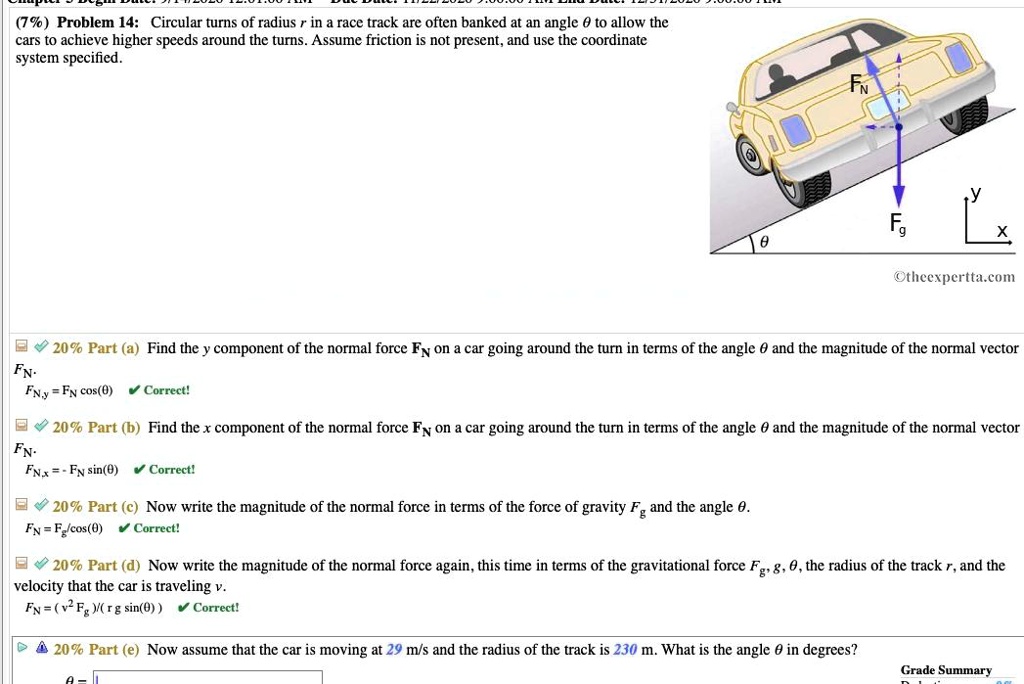 Problem 14 Circular Turns Of Radius Race Track Are Often Banked At An ...