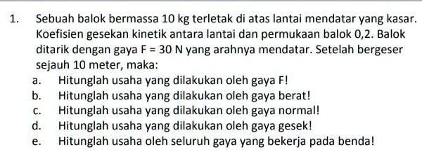 SOLVED: Mohon Bantuannya Kak.. Sebuah Balok Bermassa 10 Kg Terletak Di ...