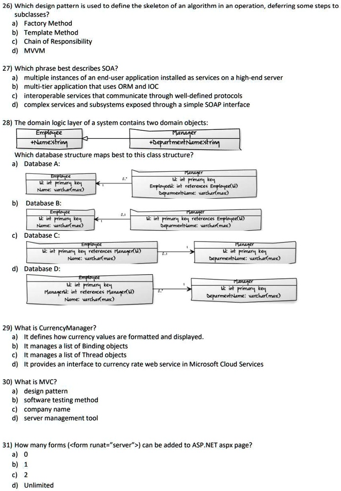 [GET ANSWER] 26 which design pattern used to define the skeleton of an ...