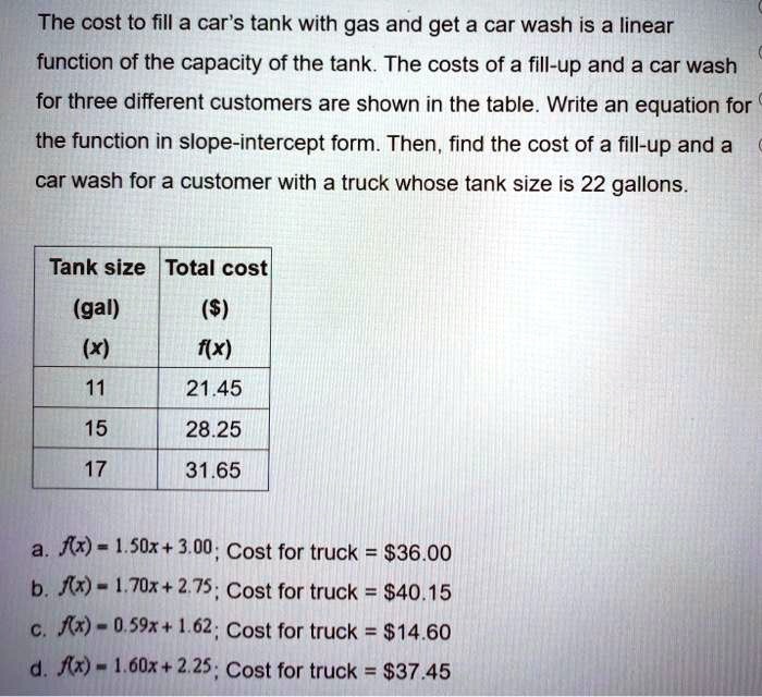 the-cost-to-fill-a-car-s-tank-with-gas-and-get-a-solvedlib