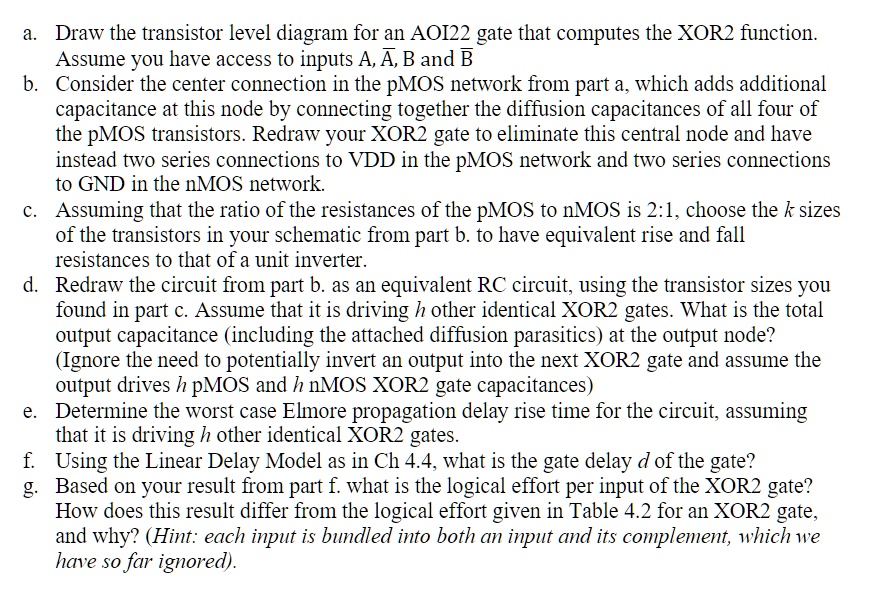 SOLVED: Parts C, E, F, G Draw the transistor-level diagram for an AOI22 ...