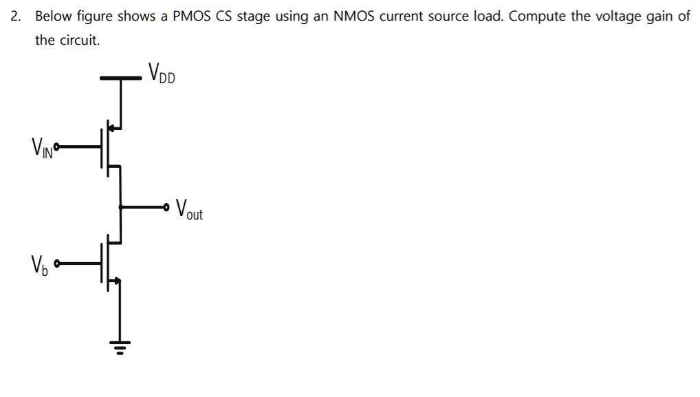 SOLVED: Below figure shows a PMOS CS stage using an NMOS current source ...