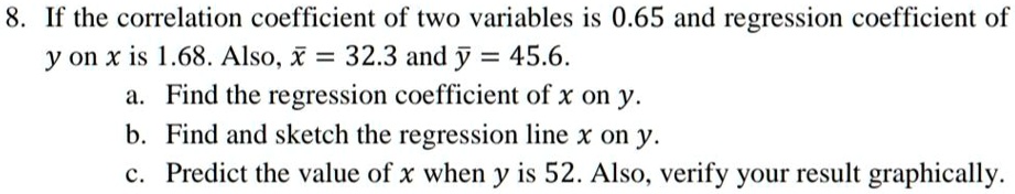 8. If the correlation coefficient of two variables is 0.65 and ...