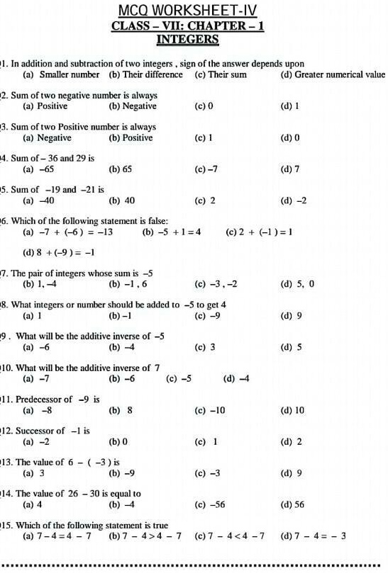 SOLVED: Please solve this sheet MCQ WORKSHEET IV CLASS V: CHAPTER ...