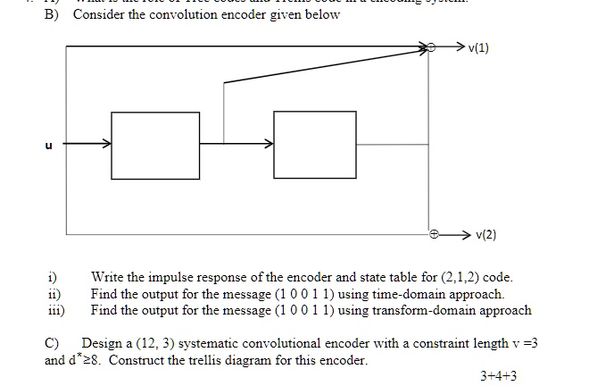 Solved B Consider The Convolutional Encoder Given Below V 1 V 2 I