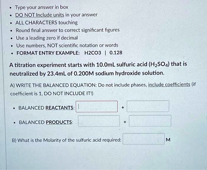 SOLVED A titration experiment starts with 10.0 mL sulfuric acid (H2SO4) that is neutralized by