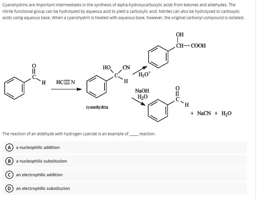 Solved Cyanohydrins Are Important Intermediates In The Synthesis Of