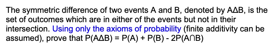 SOLVED: The Symmetric Difference Of Two Events A And B, Denoted By AAB ...