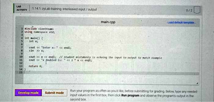 LAB ACTIVITY 1.14.1: zyLab training. Interleaved input/output 0/2 main ...