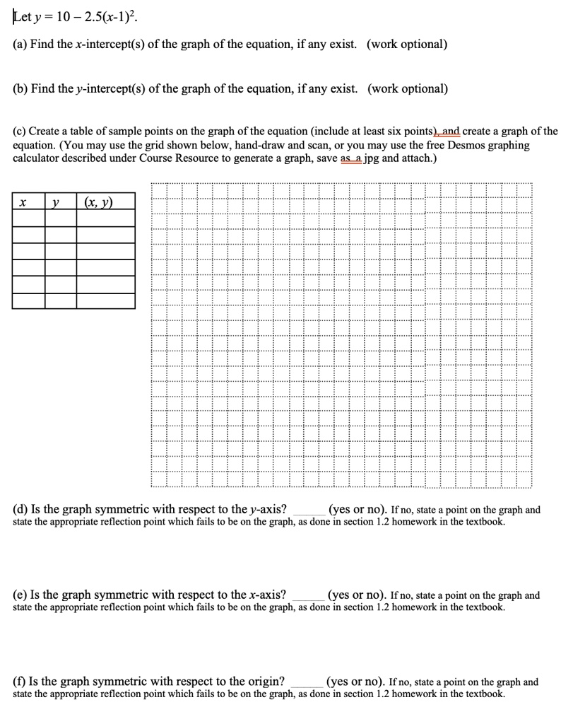 Solved Need Assistance With This One Please Lety 10 2 S X 1 A Find The X Intercept S Of The Graph Of The Equation If Any Exist Work Optional Find The Y Intercept S Of The