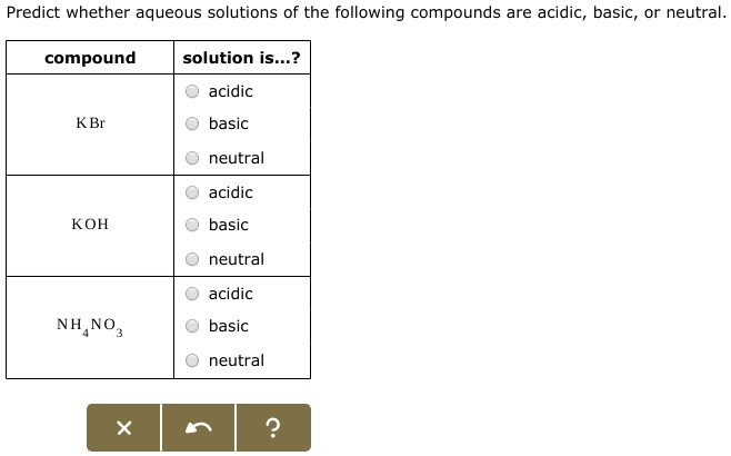 Solved Predict Whether Aqueous Solutions Of The Following Compounds