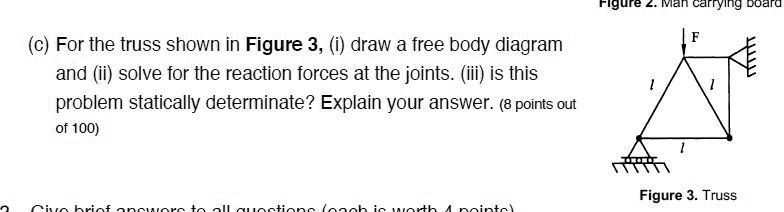 (c) For the truss shown in Figure 3, (i) draw a free body diagram and ...