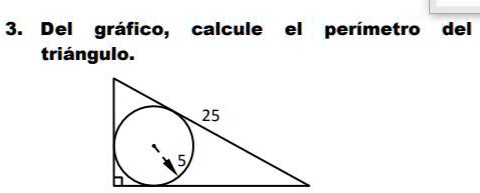 SOLVED: Del gráfico, calcule el perímetro del triángulo. 3. Del gráfico ...