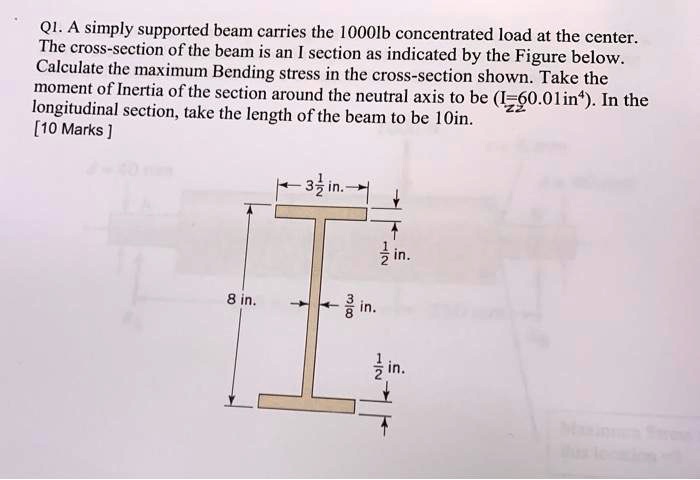 SOLVED: A simply supported beam carries a 1000 lb concentrated load at ...