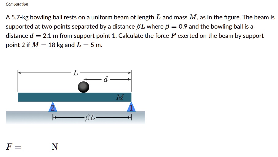 SOLVED Computation A 5.7kg bowling ball rests on a uniform beam of