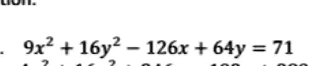 9x^2 + 16y^2 - 126x + 64y = 71