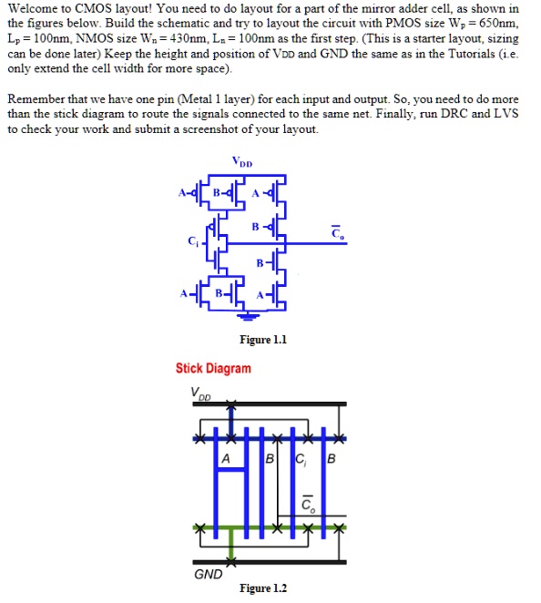 Welcome to CMOS layout! You need to do layout for a part of the mirror ...