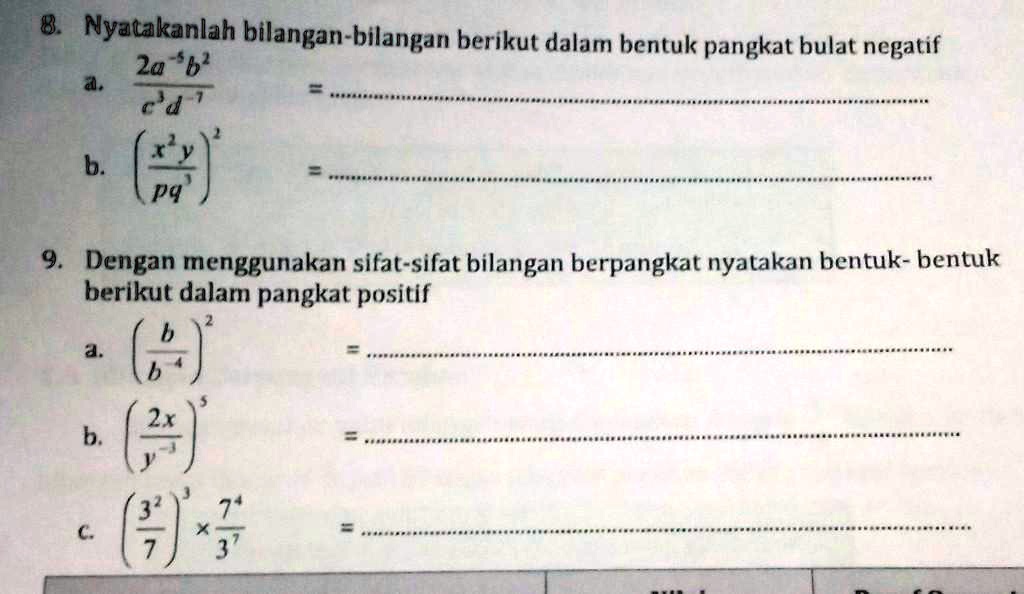 SOLVED: Saya Butuh Bantuan Paman/bibi 8 Nyatakanlah Bilangan-bilangan ...