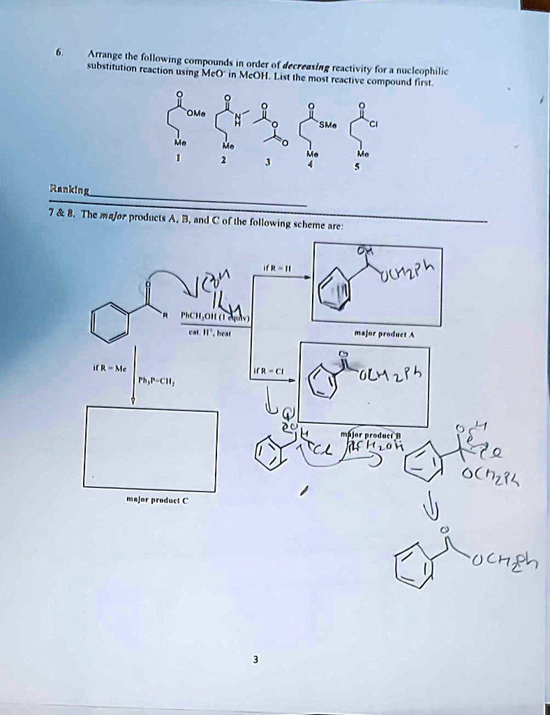 Solved Text Arrange The Following Compounds In Order Of Decreasing Reactivity For A 5279