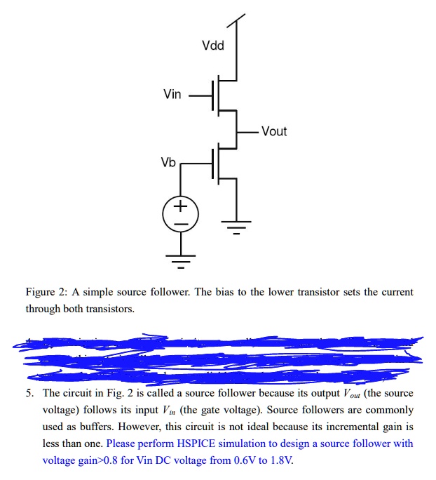 SOLVED Please help with HSPICE simulation. Vdd may be 5V. Vdd Vout Vb
