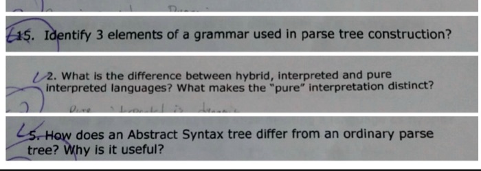 SOLVED: 15. Identify 3 elements of grammar used in parse tree ...