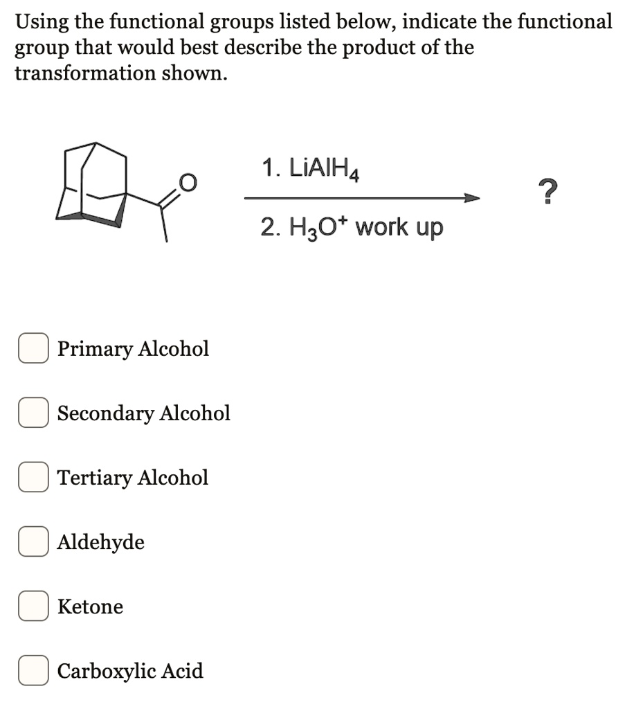 SOLVED Using the functional groups listed below, indicate the