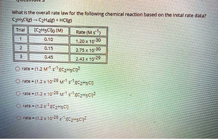 SOLVED What is the overall rate law for the following chemical