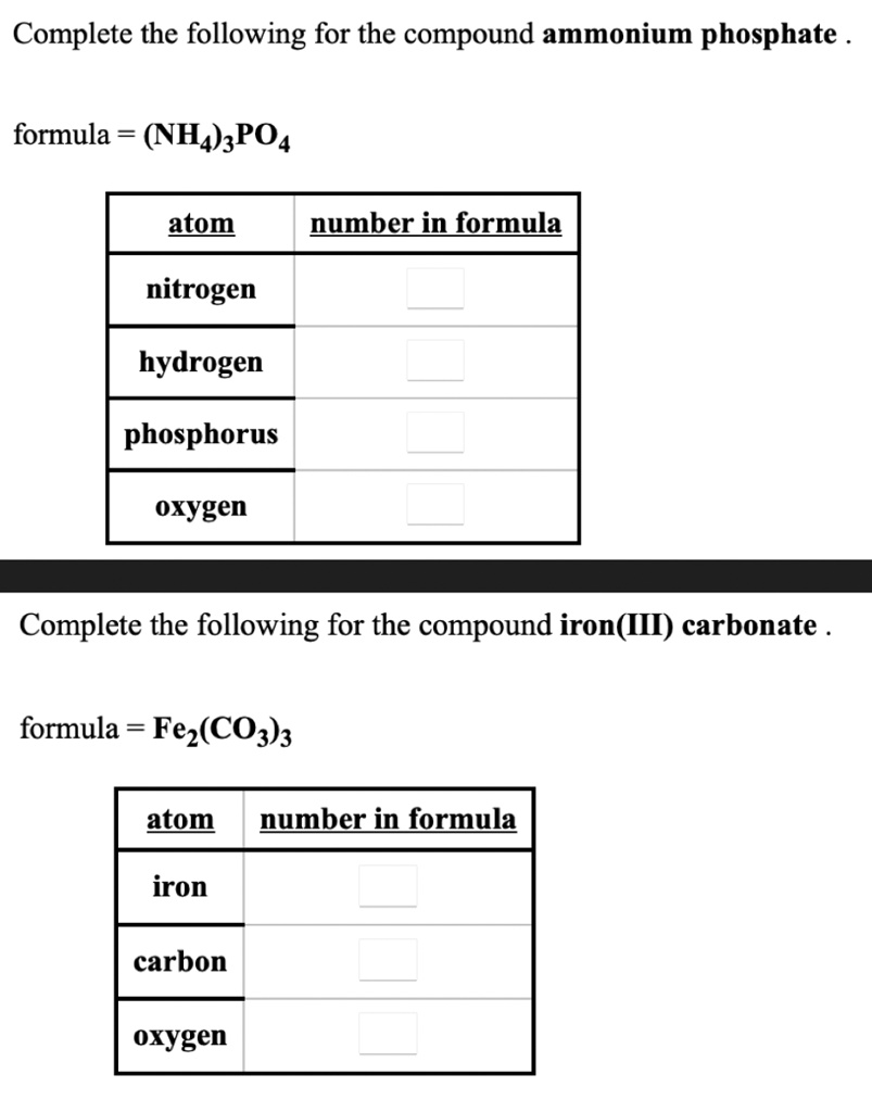 SOLVED Complete the following for the compound ammonium phosphate