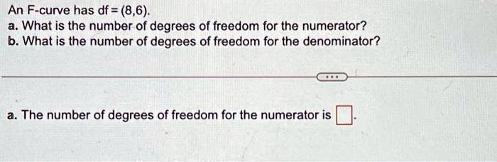 SOLVED: AnF-curve has df=8,6) a.What is the number of degrees of ...