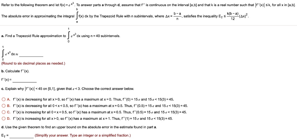 SOLVED: Refer to the following theorem and let f(x) be continuous. To ...