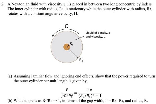 2. A Newtonian fluid with viscosity, μ, is placed in between two long ...