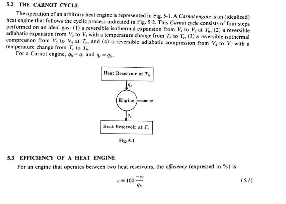 SOLVED 5.2 THE CARNOT CYCLE The operation of an arbitrary heat engine is represented in Fig 5