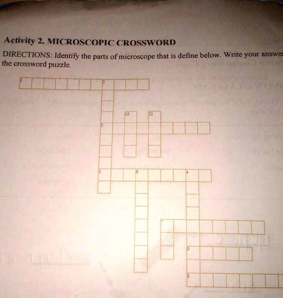 SOLVED: Please answer the puzzle. Activity 2. MICROSCOPIC CROSSWORD ...