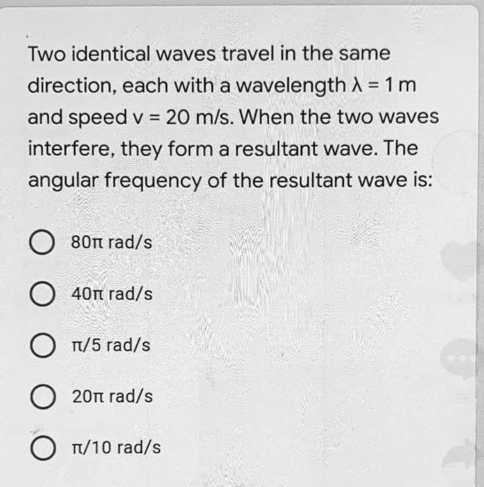 SOLVED: Two Identical Waves Travel In The Same Direction, Each With A ...