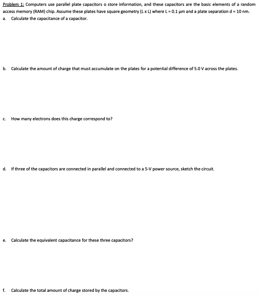 SOLVEDProblem 1 Computers use para plate capacitors store information