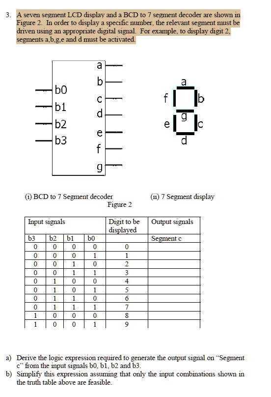 SOLVED: A seven-segment LCD display and a BCD to 7-segment decoder are ...
