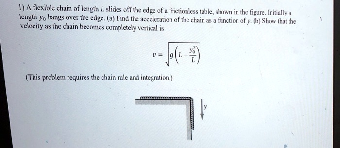 1) A flexible chain of length L slides off the edge of a frictionless ...