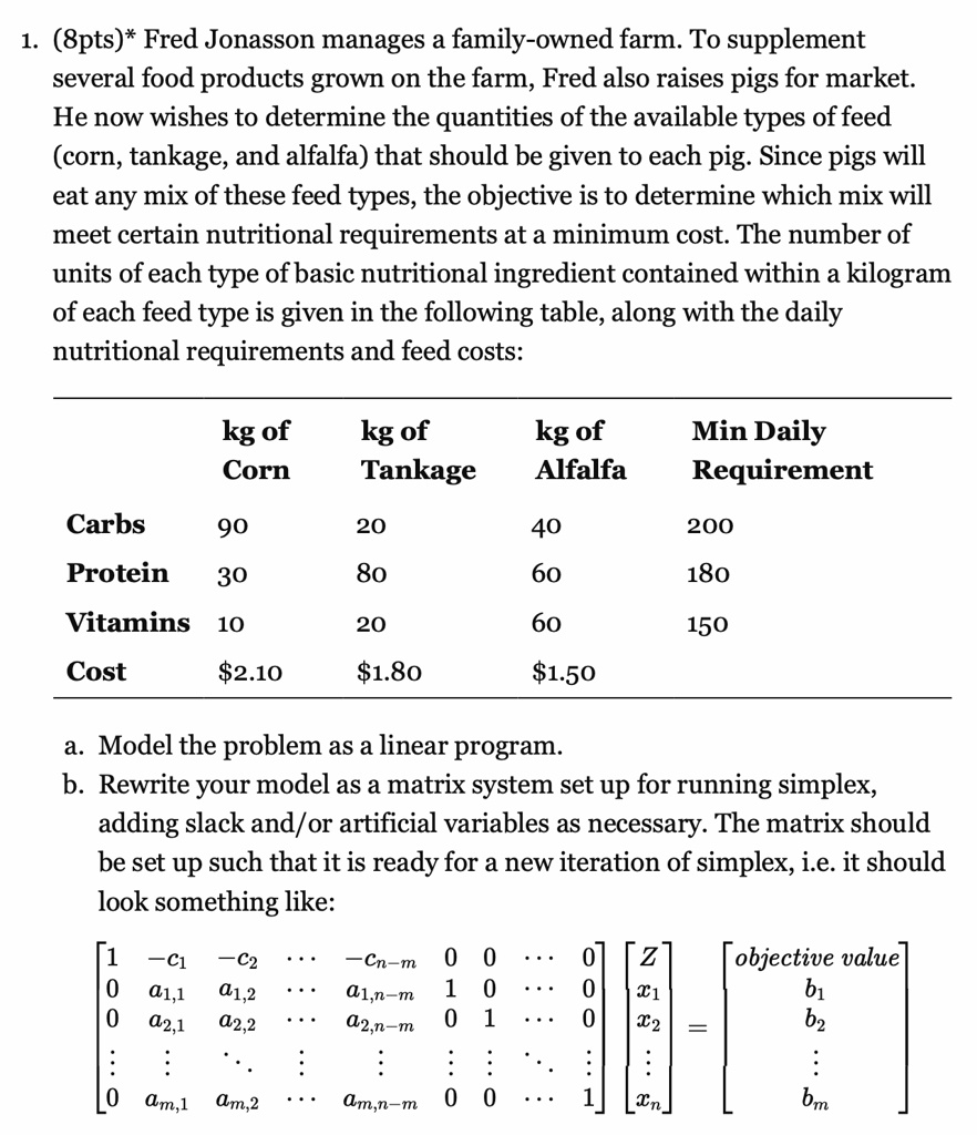 1 8pts fred jonasson manages a family owned farm to supplement several ...
