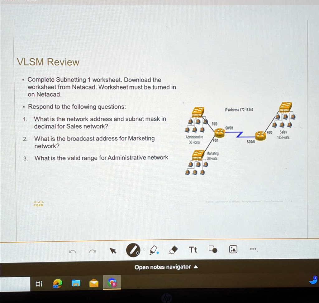VLSM Review Complete Subnetting 1 worksheet. Download the worksheet ...