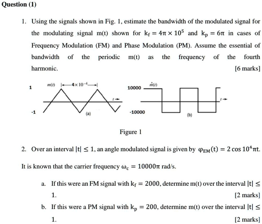 SOLVED: Question (1) 1. Using The Signals Shown In Fig.1,estimate The ...