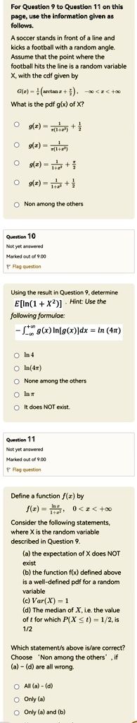 for question 9 to question 11 on this page use the information given as follows a soccer stands in front of a line and kicks a football with a random angle assume that the point where the fo 60529